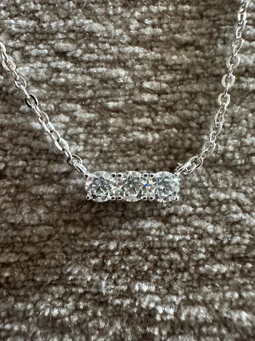925 Silver .30CTW Moissanite 3 Stone Necklace